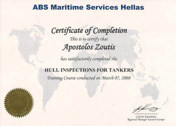 ABS Certificate for Tankers